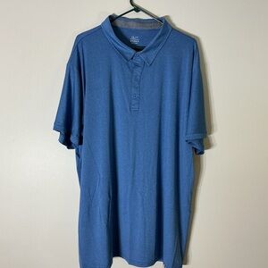Blue Polo Shirt with Striped Collar